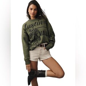 Anthropologie Maeve Oversized Graphic Crew-Neck Sweater